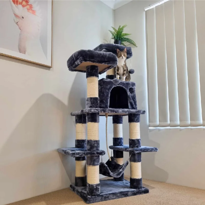 145cm Plush Sturdy Cat Tree With Multi Beds