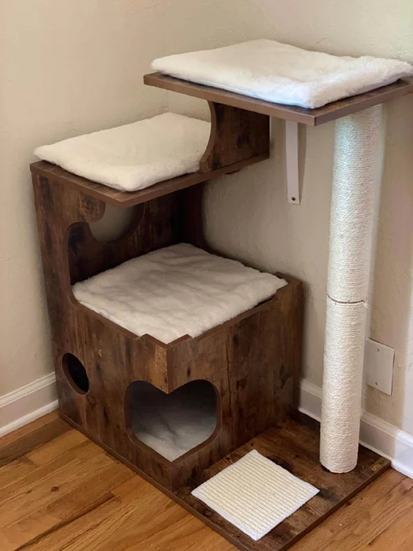 35 inches Cat Tree, Medium Cat Tower with 3 Beds and House, Cat Condo