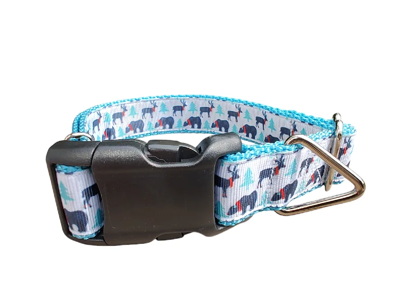 Bears and Deer Winter Nylon Dog Collar