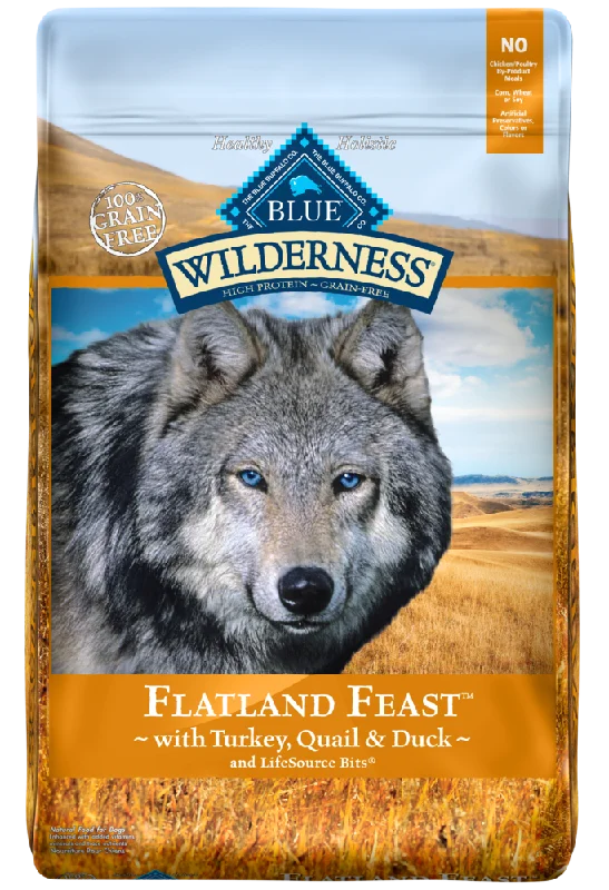 Blue Buffalo Wilderness Grain Free Flatland Feast Turkey, Quail, & Duck Recipe Natural Dry Dog Food