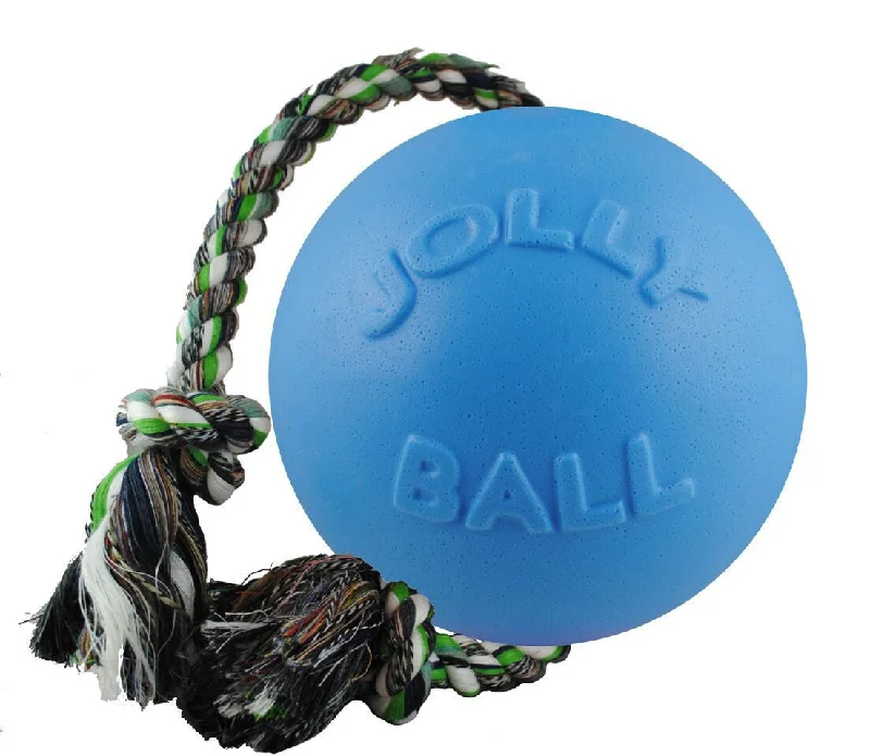 Blueberry Romp And Roll Dog Toy With Rope 6 Inch