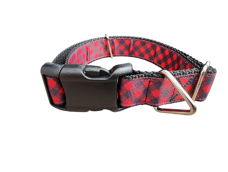 Buffalo Check Plaid Nylon Dog Collar