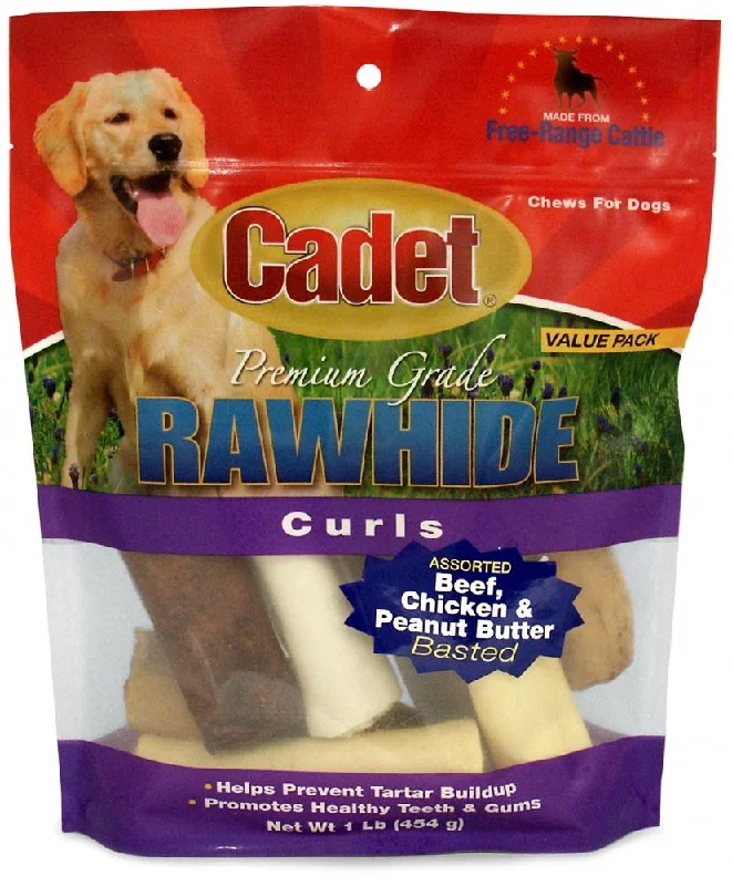 Cadet Rawhide Assorted Flavors Curls for Dogs (1-lb)