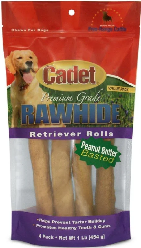 Cadet Rawhide Retriever Peanut Butter Flavor Rolls for Dogs (1-lb)