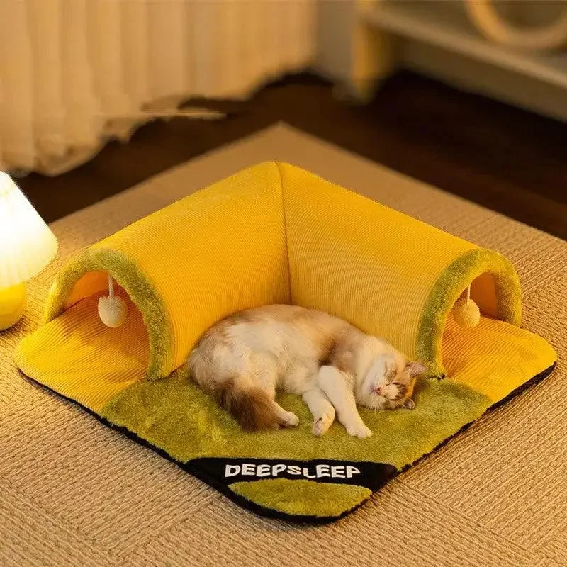 Warm And Thickened Bed Cat Bed and Tunnel