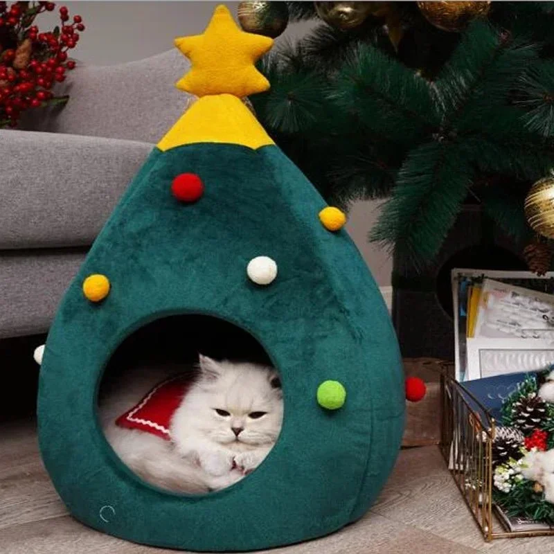 Christmas Tree Pet Bed / Tent – Warm Winter Tent for Dogs & Cats, Perfect for Holiday Comfort & Style