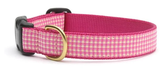 Pink Gingham Dog Collar