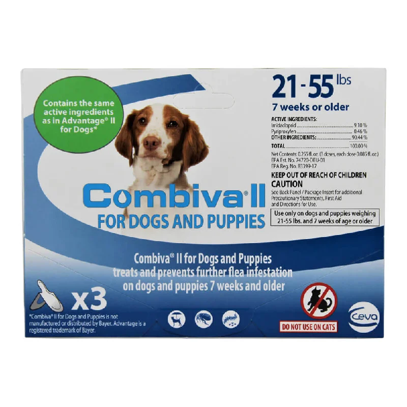 Combiva II for Dogs & Puppies, 21-55 lbs, 3 ct