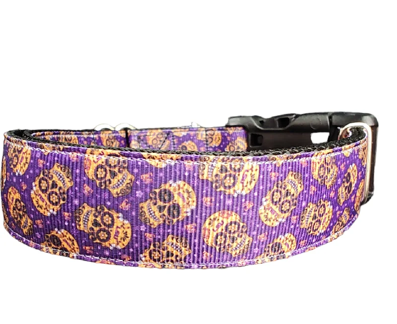 Day Of The Dead Skulls Nylon Dog Collar