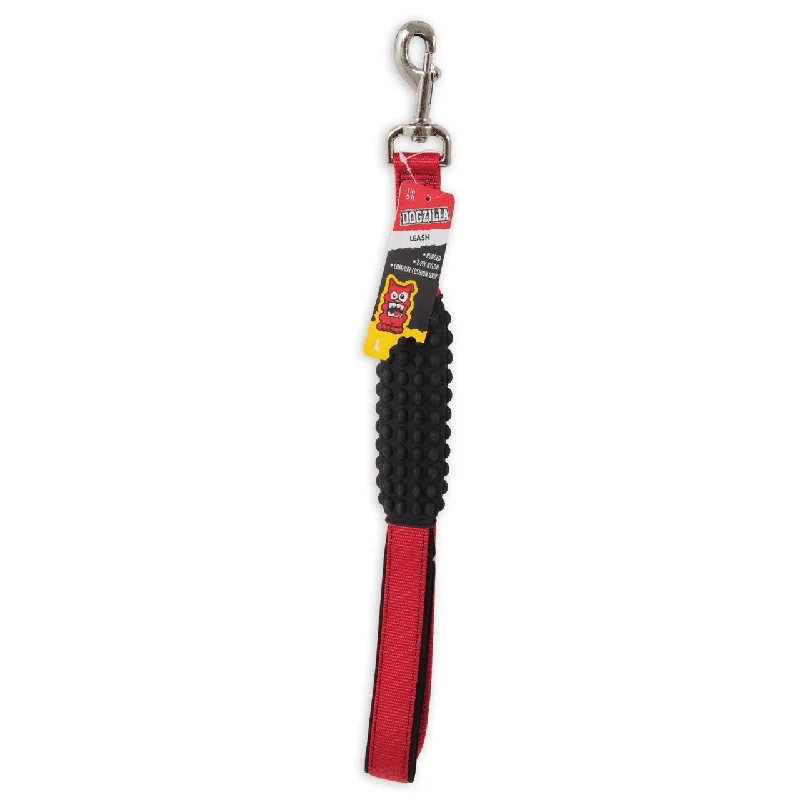 DogZilla Leash With Built In Rubber Grip Handle Red 1 Inch x 5ft