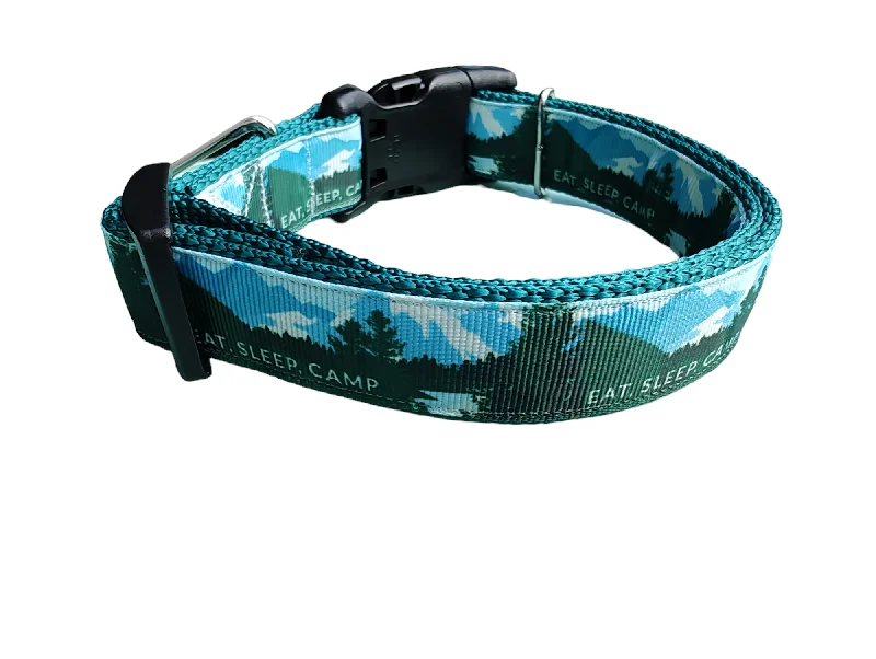 Eat, Sleep, Camp Super Heavy Nylon Dog Collar, Leash