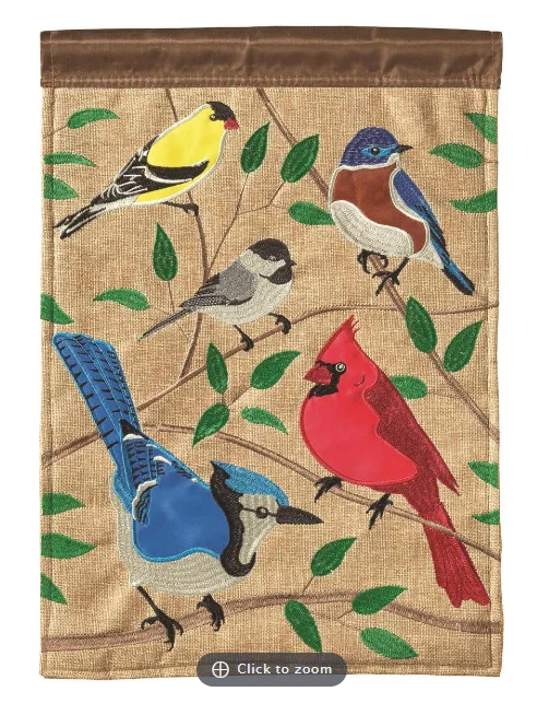 FLAG 5 SONGBIRDS BURLAP 13X18