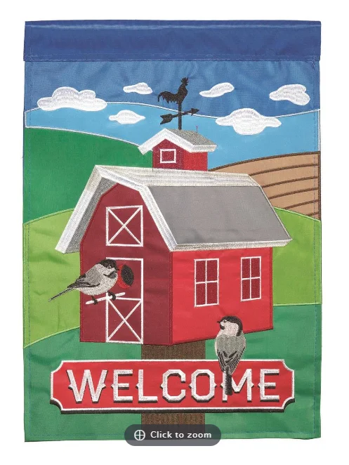 FLAG BIRDHOUSE WELCOME 13X18