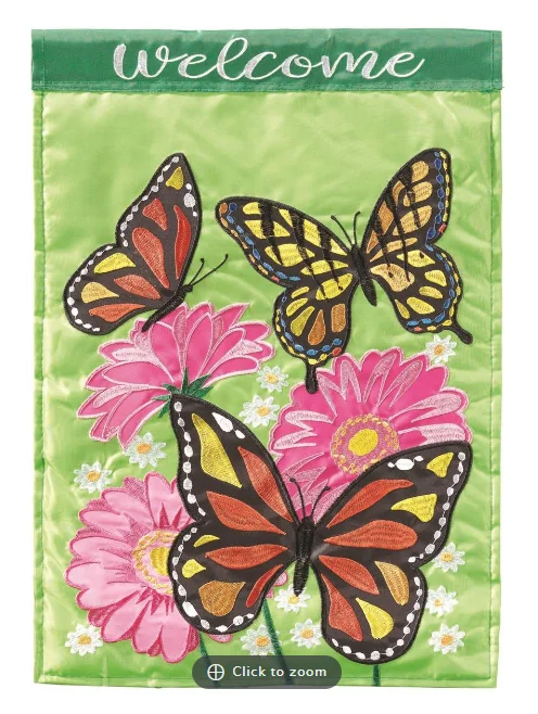 FLAG BUTTERFLIES & FLOWERS 13X18