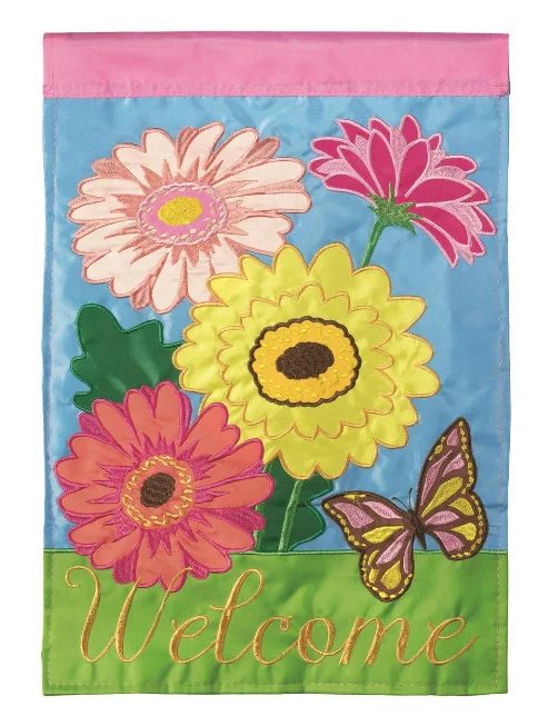 FLAG GERBER DAISY WELCOME 13X18