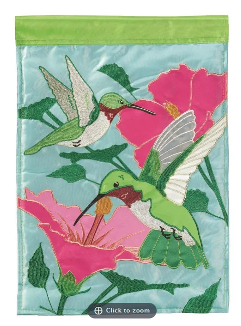 FLAG HUMMINGBIRDS POLYESTER 13X18