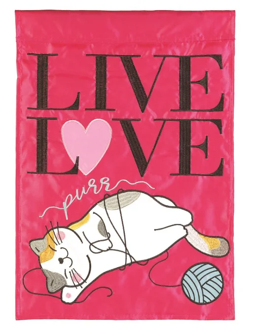 FLAG LIVE LOVE PURR 13X18