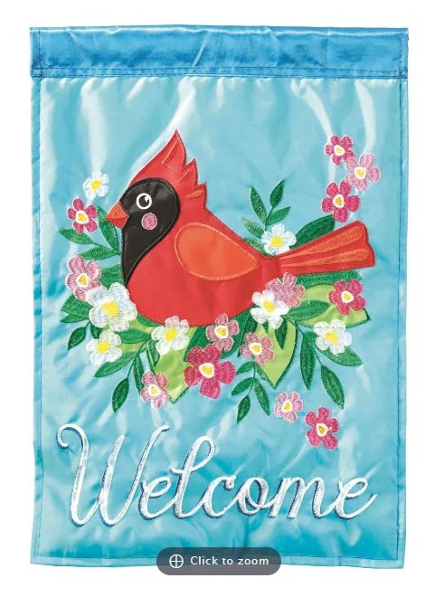 FLAG WELCOME CARDINAL 13X18