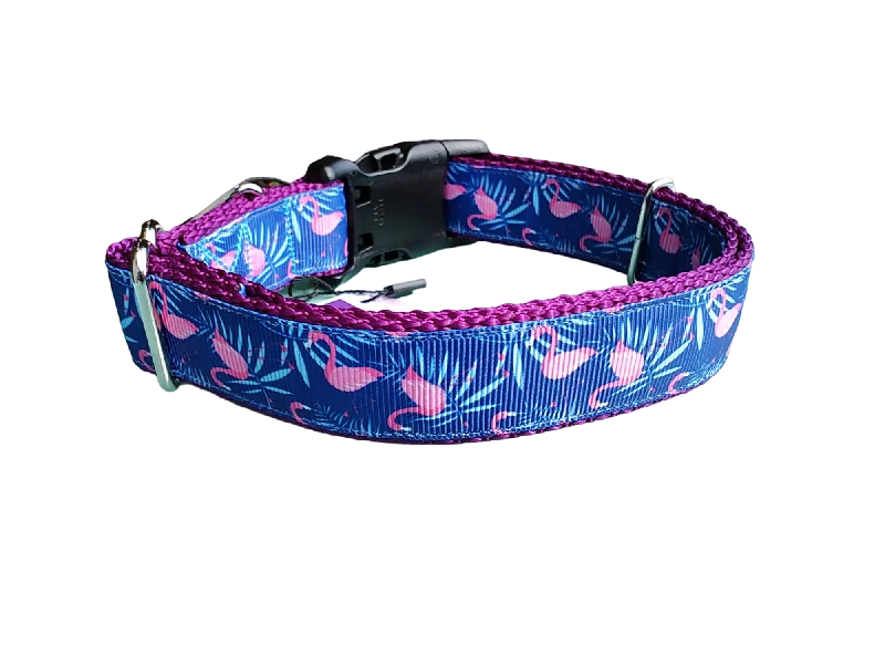 Flamingos Nylon Dog Collar