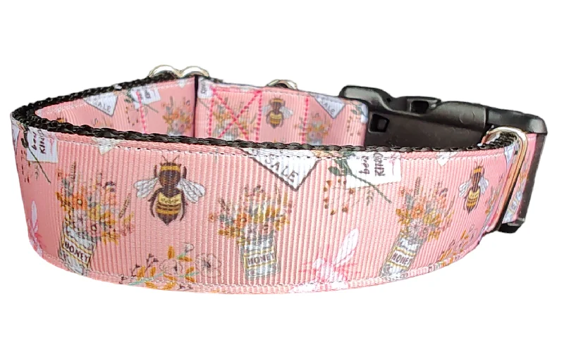 Flower Market Bees Nylon Dog Collar