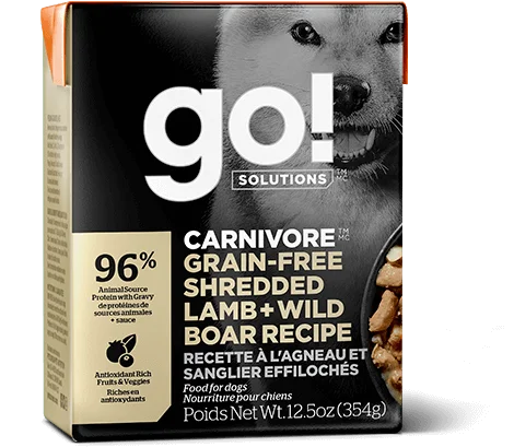 Go! Carnivore Grain Free Shredded Lamb + Wild Boar Recipe for dogs