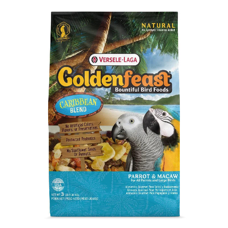 Goldenfeast Caribbean Blend Bird Food for Parrots, Macaws and Large Birds