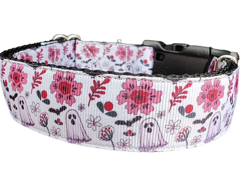 Halloween Floral Ghost Nylon Dog Collar