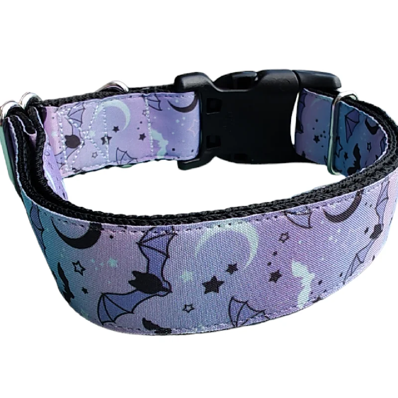 Halloween Purple Bats Nylon Dog Collar