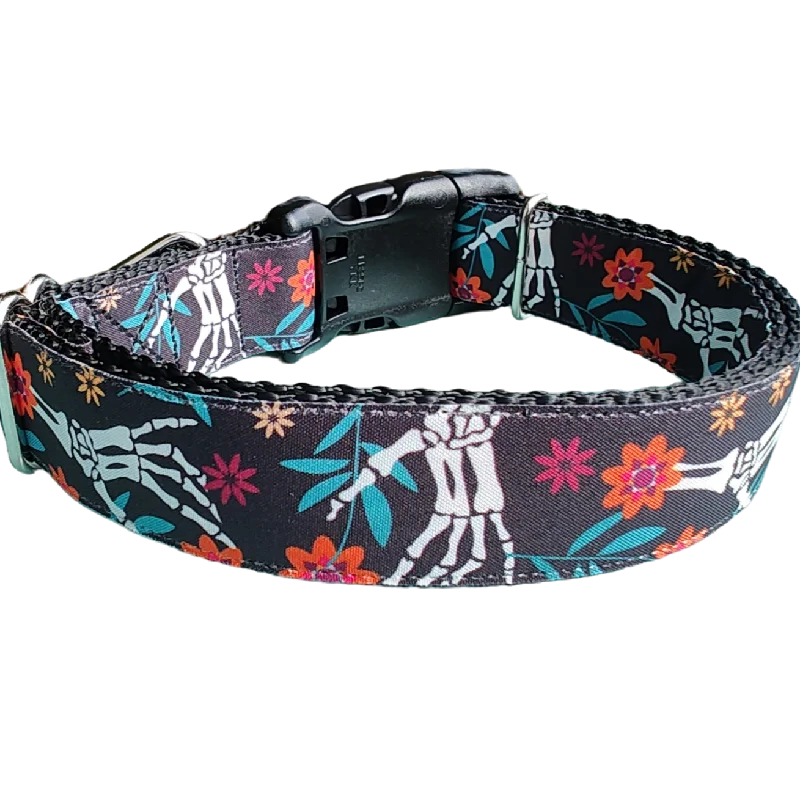 Halloween Skeleton Hands Nylon Dog Collar