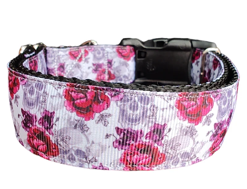 Halloween Skulls N Roses Nylon Dog Collar