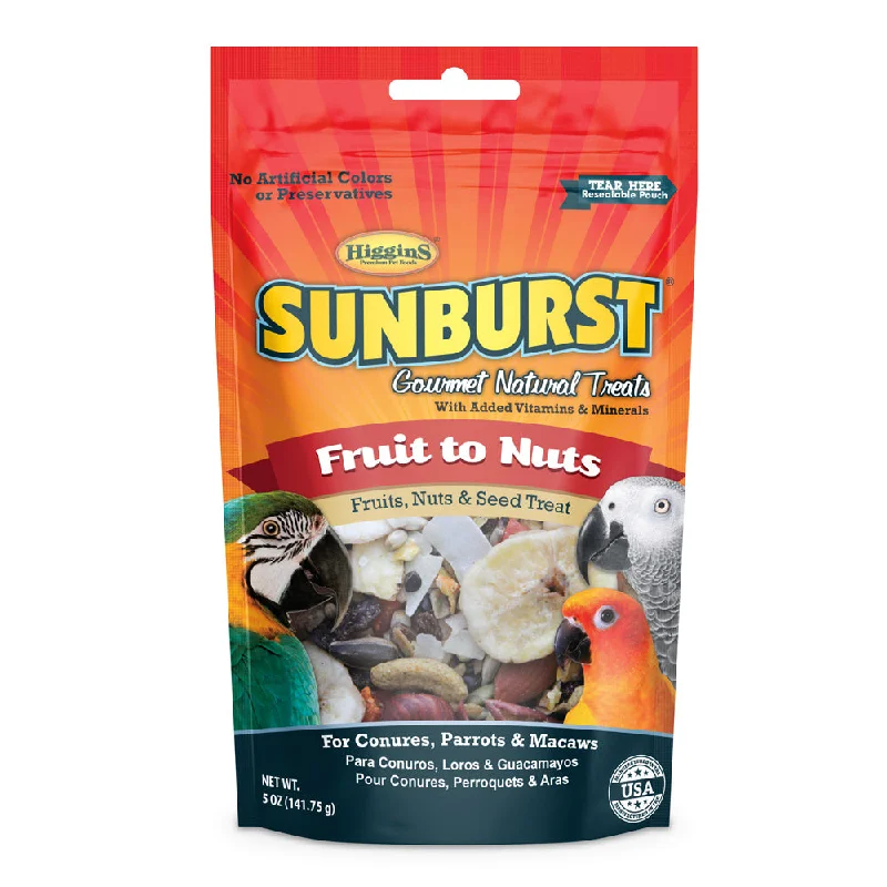 Higgins Sunburst Gourmet Natural Fruit To Nuts Conures, Parrots & Macaws Treats