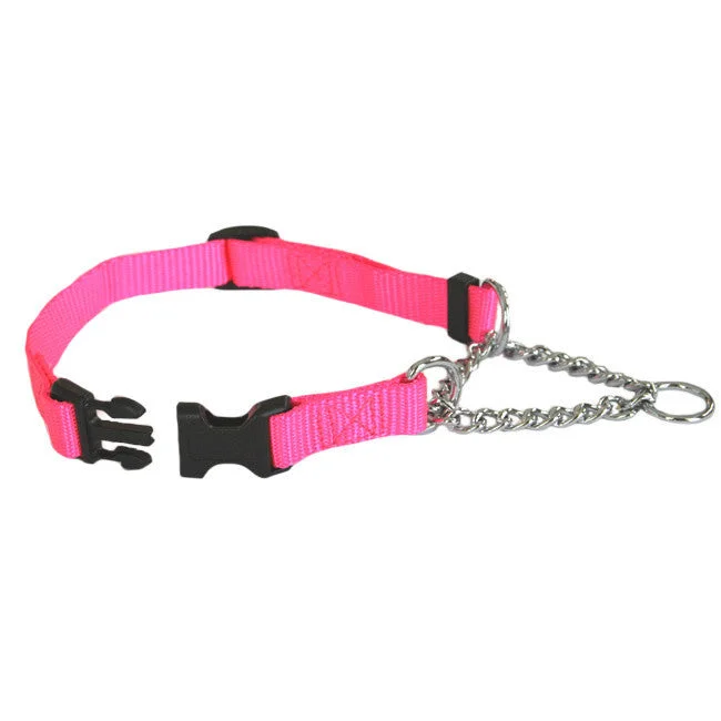 Hot Pink Adjustable Chain Quick Release Martingale Dog Collar