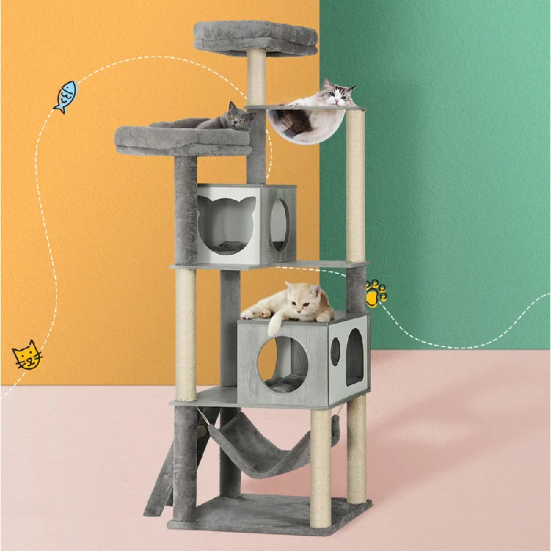 178cm Stylish Cat Tree Tower Scratching Post Scratcher Wood Bed Condo House Wooden Ladder