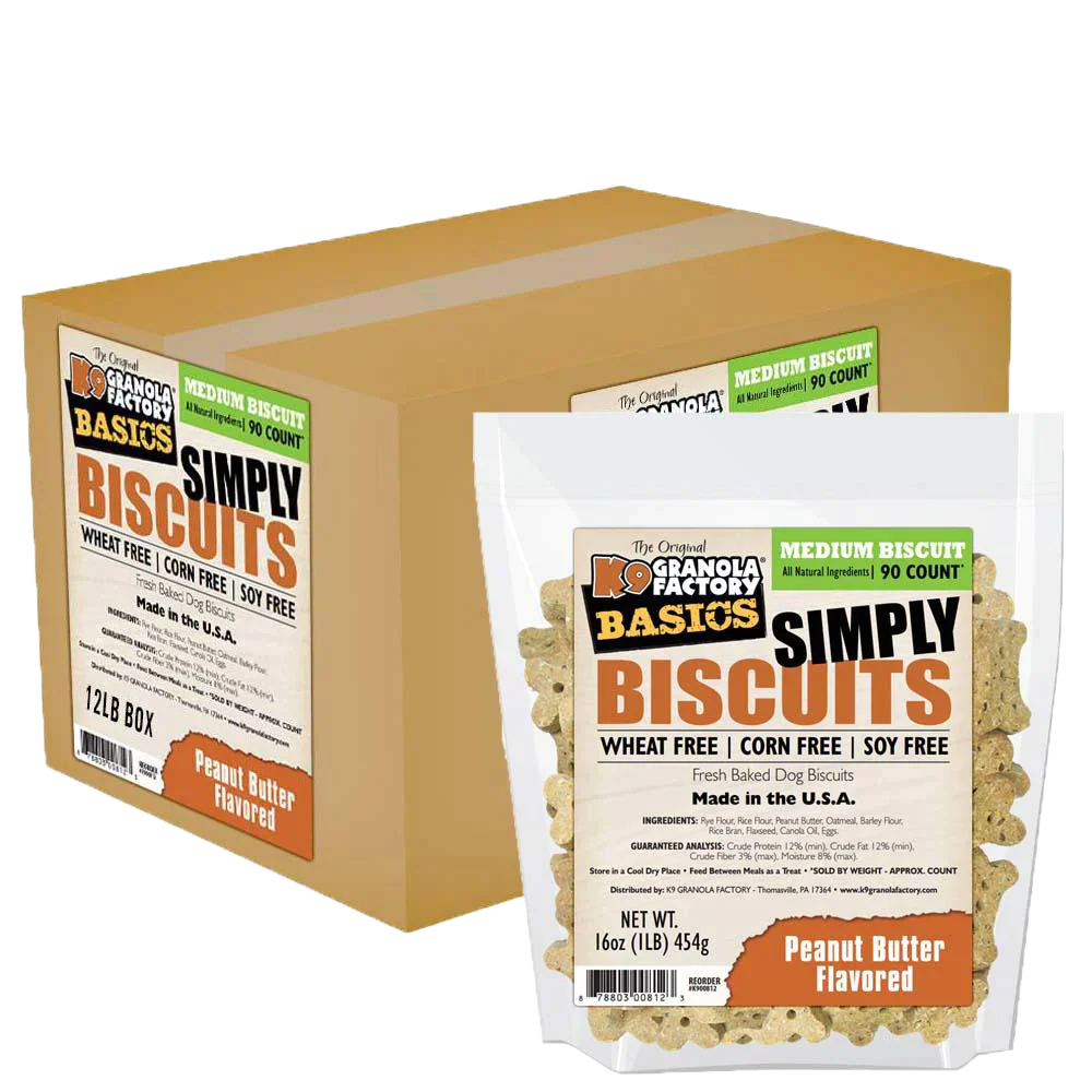 K9 Granola Simply Biscuits, Peanut Butter Flavored Medium Dog Treats