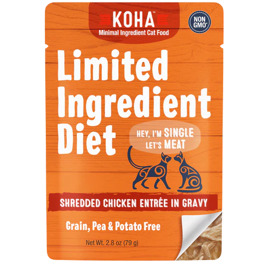 Koha Limited Ingredient Diet Shredded Chicken Entrée in Gravy for Cats 2.8oz Pouch