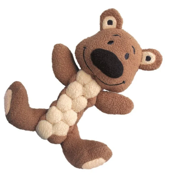 Kong Pudge Braidz Brown Bear Dog Toy