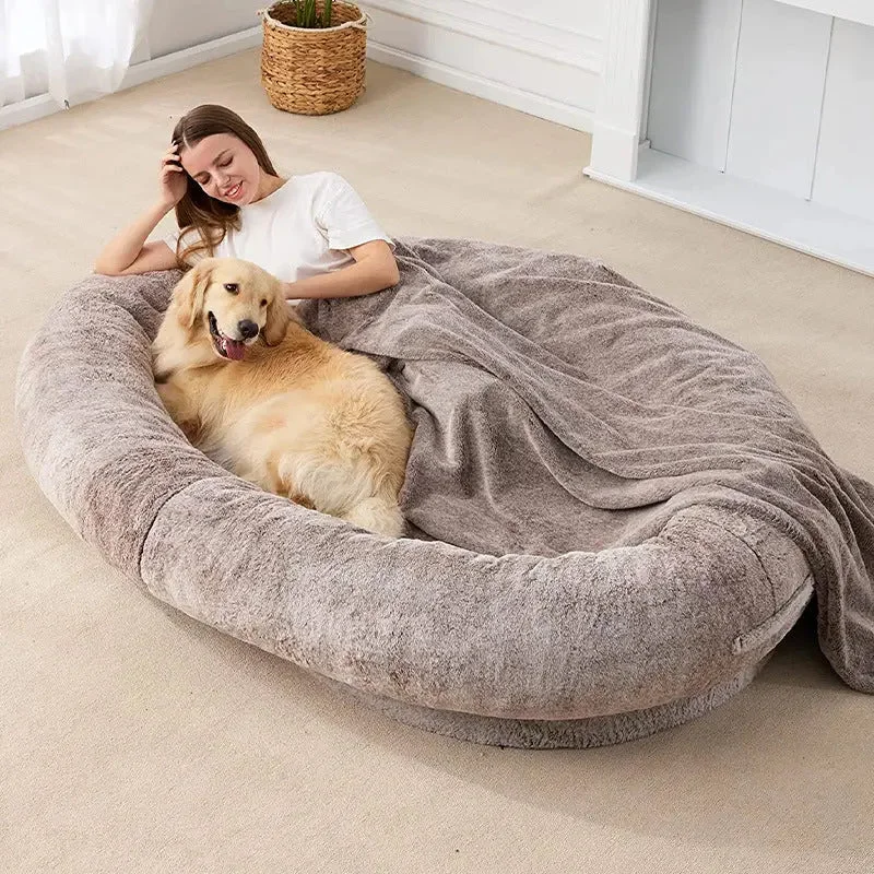 Large Human Short Plush Dog Bed Great for a German Shepherd