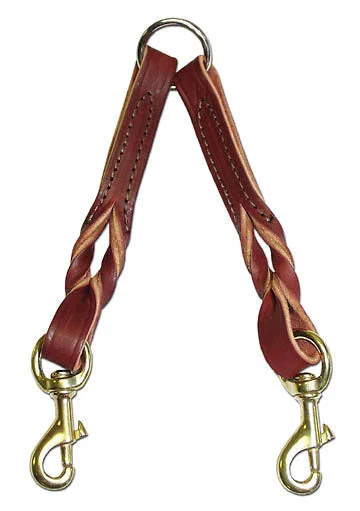 Latigo Burgundy Twist Two Dog Coupler