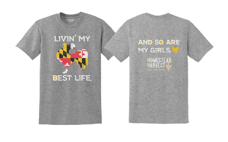 Livin’ My Best Life Maryland Chicken Graphite Heather T-Shirt