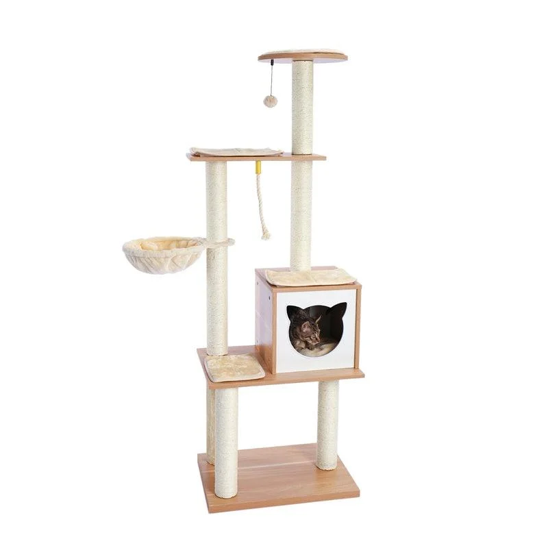 Modern Cat Tree Tower for Indoor Cats with Hammock