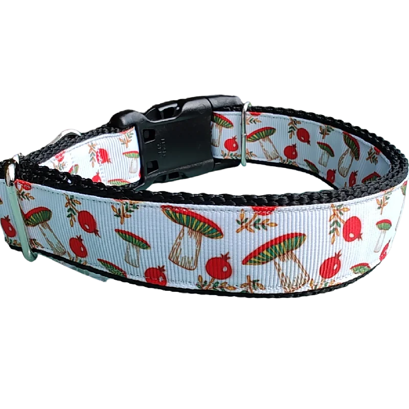 Mushrooms and Berries Nylon Dog Collar