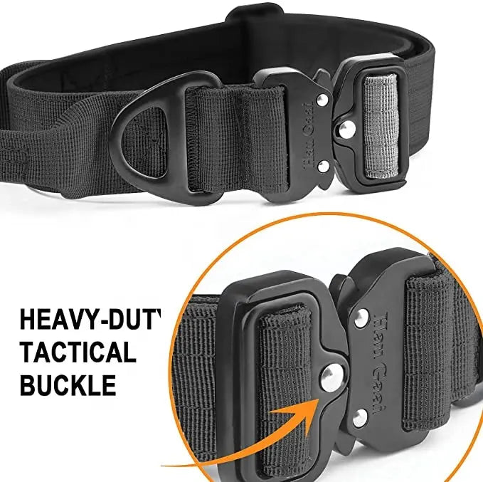 nylon super wide heavy duty 4cm big dog collar stainless k9 tactical combat dog collar with Quick-Release