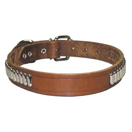 Oblong Studded Bully Leather Dog Collar