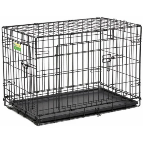 Pet Expert PE-830DD Home Training Double Door Folding Dog Crate, 30"