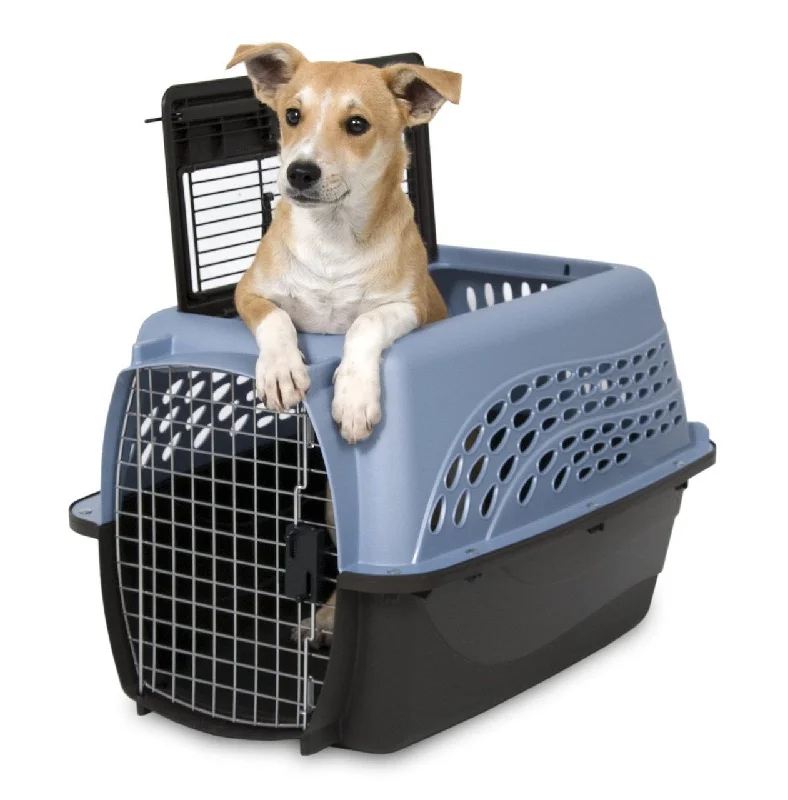 Petmate 2 Door Top Load Kennel 24" Blue & Brown