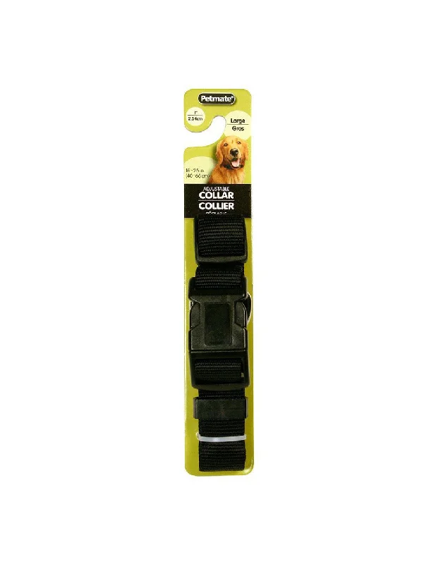 Petmate Aspen Core Black Nylon Collar 1 x 16-26 Inch Neck