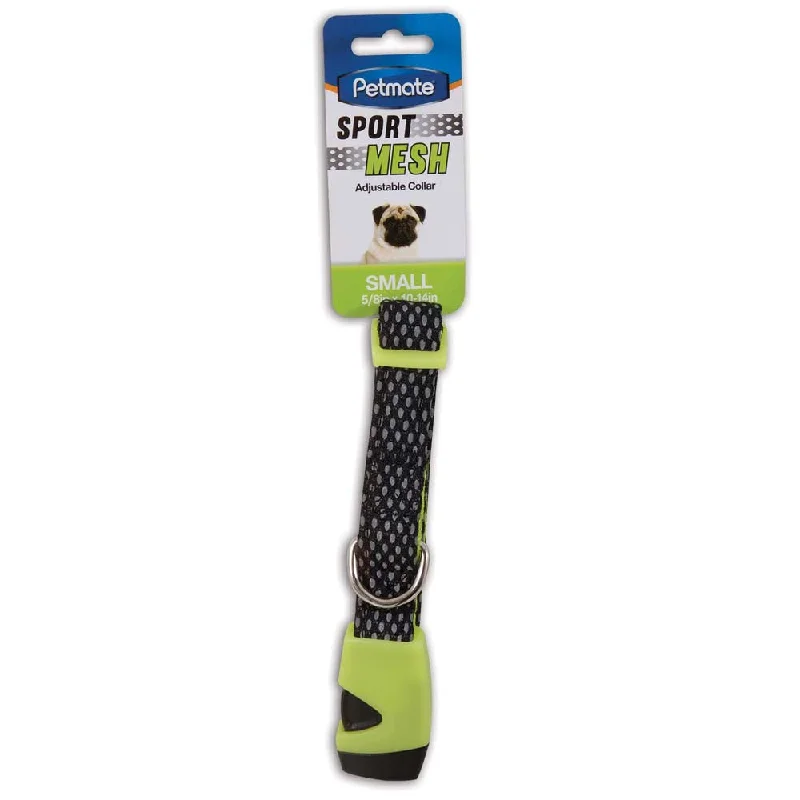 Petmate Black And Lime Mesh Sport Reflective Collar 3/4in x 14-20in