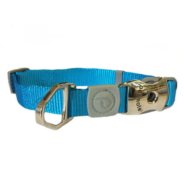 Petmate Deluxe Signature Blue Metal Clip Collar 14-20"