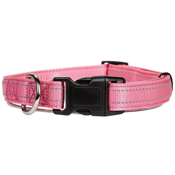 Petmate Padded Reflective Dog Collar Pink 1 Inch X 18-26in