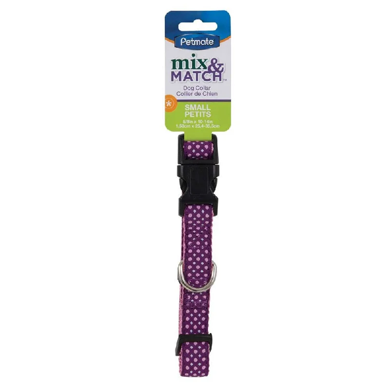 Petmate Pink And Purple Dots Collar 5/8in x 10-14in